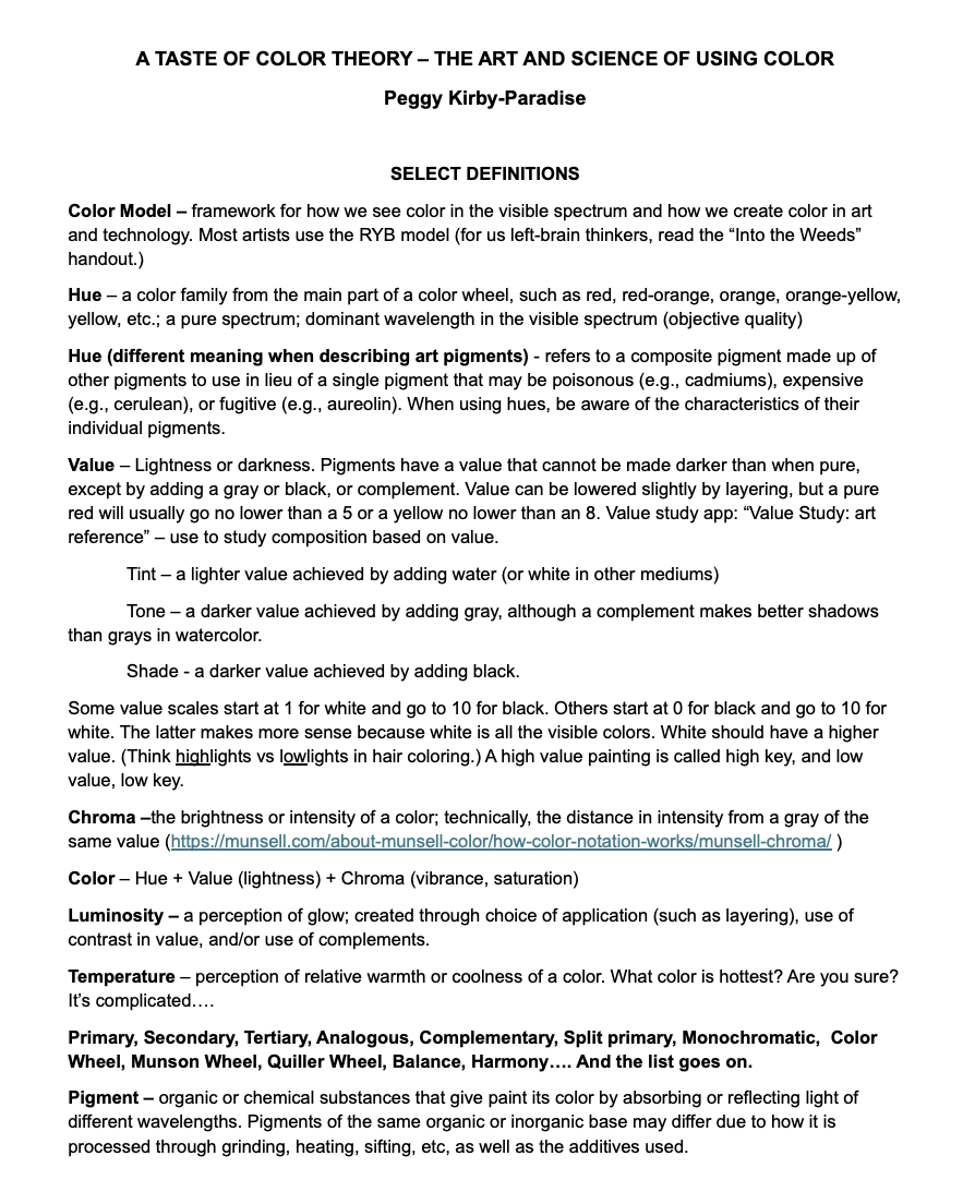 Tate of Color Theory